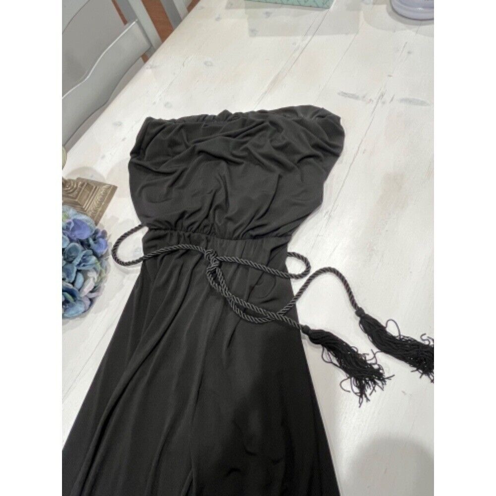 Ariella Black Jumpsuit Wide Leg Strapless Drawstring Waist Size M‎ - Picture 2 of 8